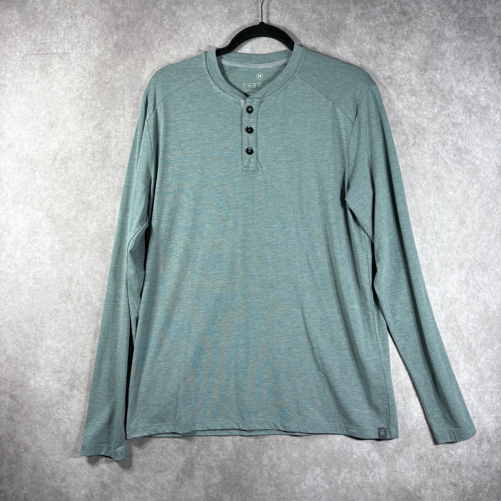 Free Fly Henley Shirt Mens Medium Green Bamboo Long Sleeve Outdoor Athleisure